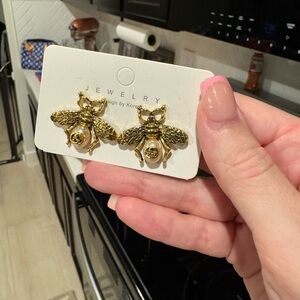 Gold Bee Stud Earrings - Jewelry